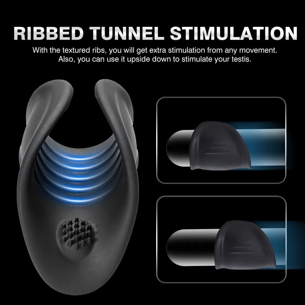 2 IN 1 Penis Endurance Trainer Glans Massager Masturbator with 10 Powerful Vibrations