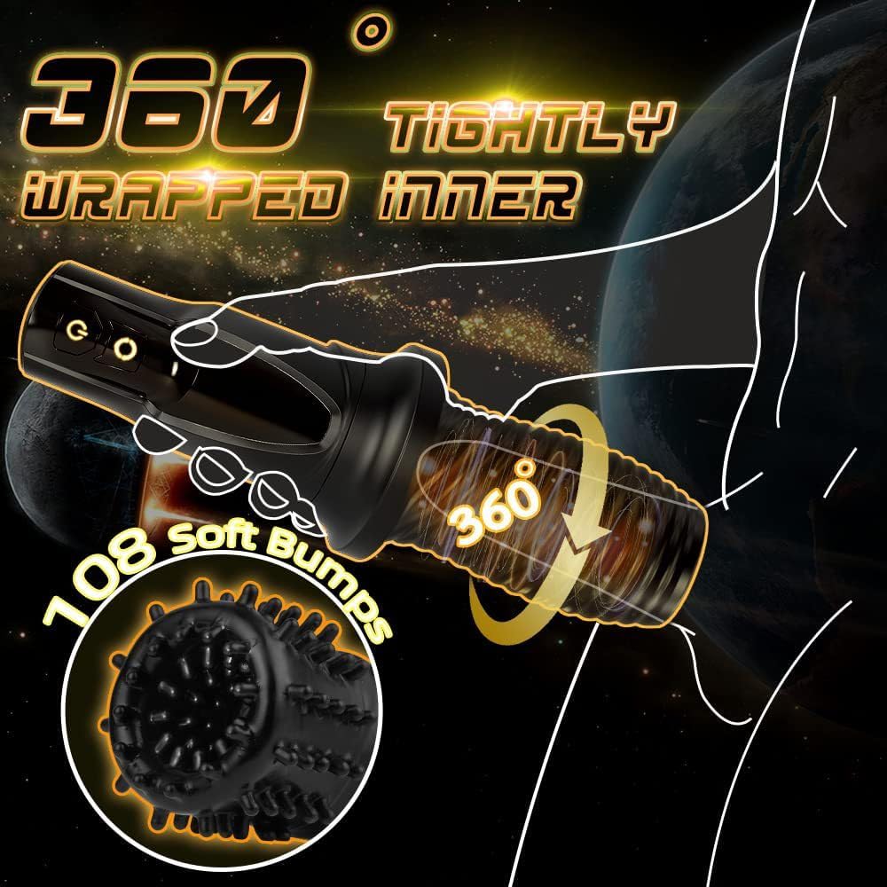 360° Warpped Automatic Masturbator Penis Trainer with 7 Rotating & 7 Vibrating Modes