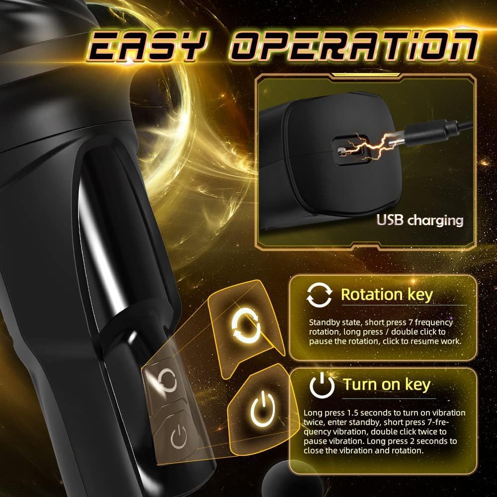 360° Warpped Automatic Masturbator Penis Trainer with 7 Rotating & 7 Vibrating Modes