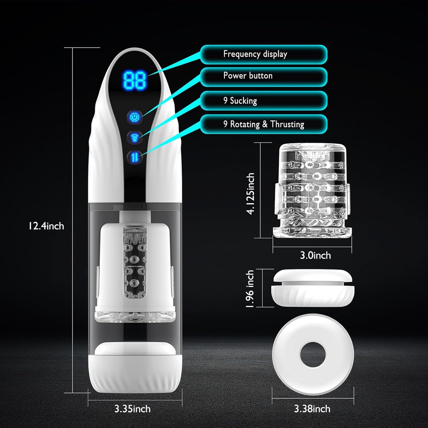 Electric Masturbator Blowjob Penis Massager with 9 Modes Sucking Thrusting & Rotating
