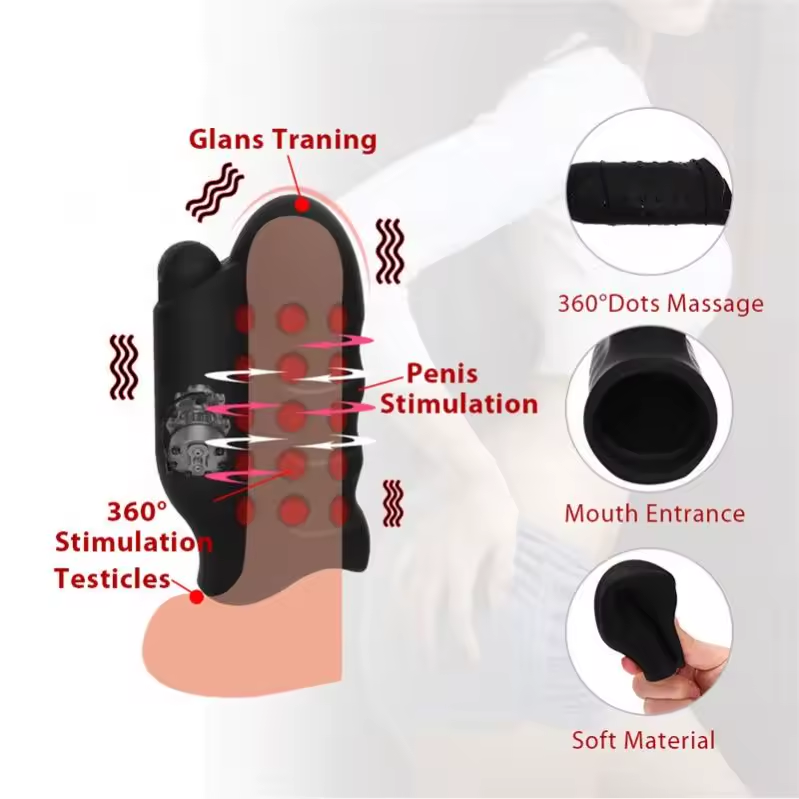 Penis Trainer Vibrator Massager Glans Exerciser with 10 Speeds Delay Lasting Modes