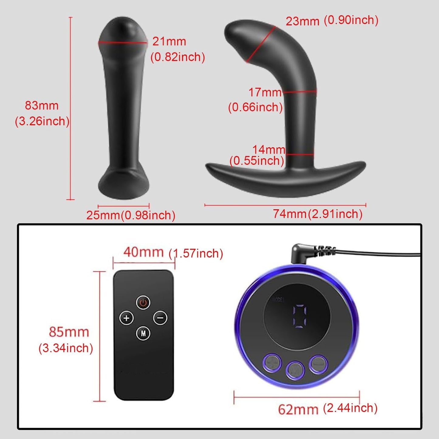 E-stim Prostate Massager Anal Plug Vibrator with 8 Modes & 19 Intensities