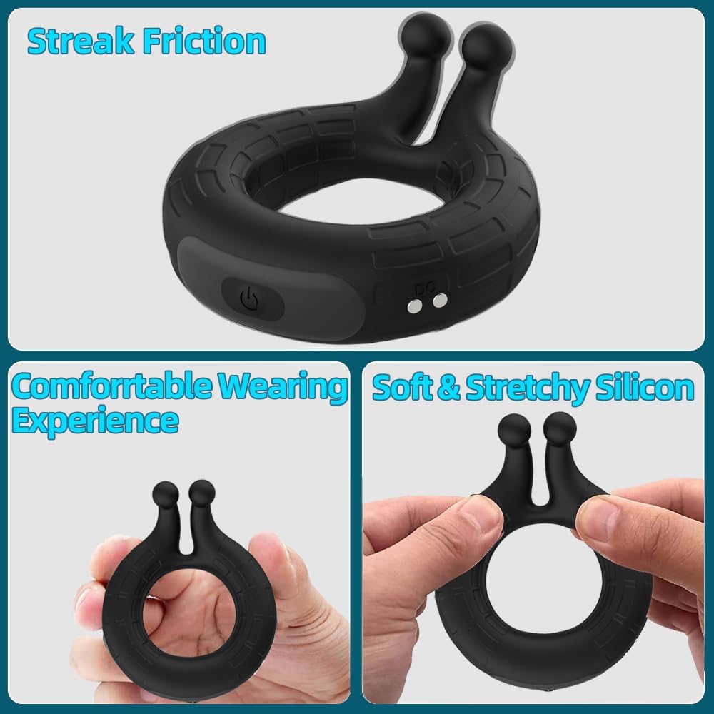Penis Ring Vibrator Stimulator Adult Sex Toy with 10 Vibrating Patterns