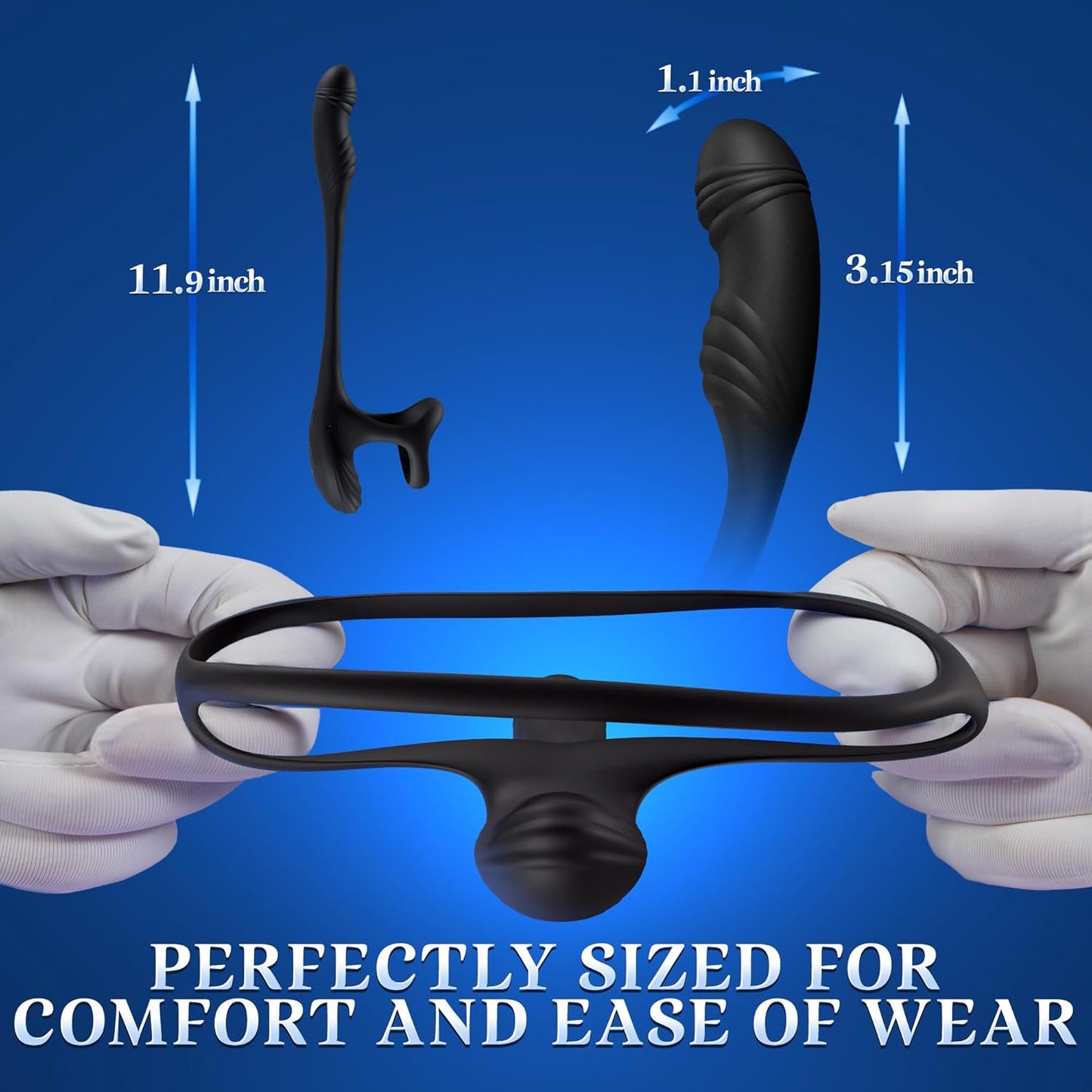 Prostate Massager Cock Ring Anal Vibrator with 10 Intense Vibrating & Rotating Modes