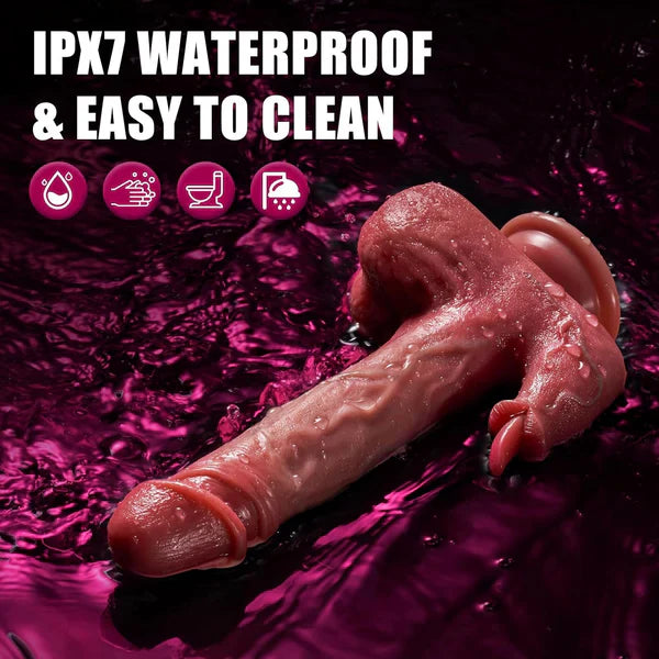 5 IN 1 Ultra Realistic Dildo Vibrator Sex Machine with 3 Thrusting & Heating & Licking Modes