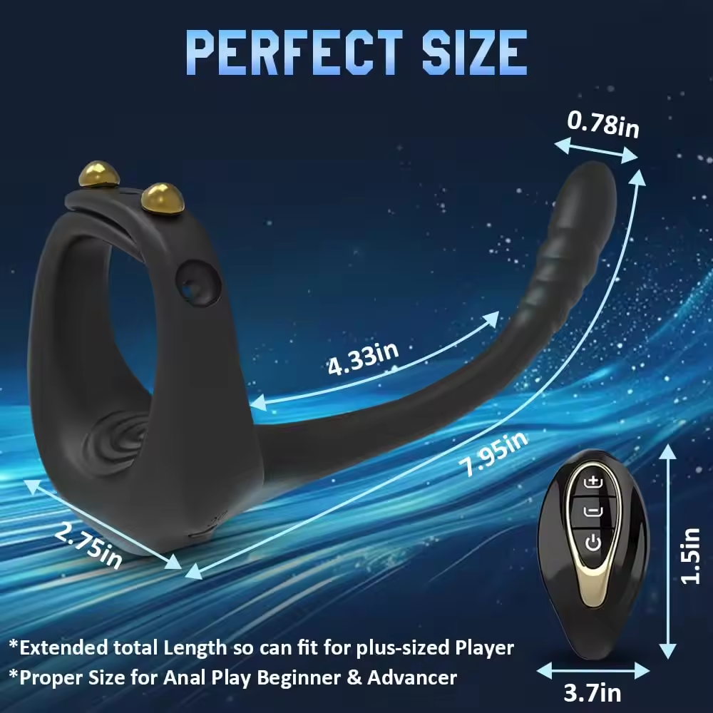 3 IN 1 Adjustable Penis Ring Anal Vibrator Prostate Massager with 10 Vibration Modes