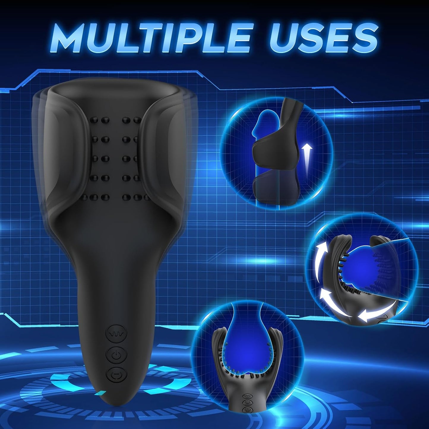 3 IN 1 Penis Tranier Vibrators Masturbator with 10 Bite & Vibrating Modes