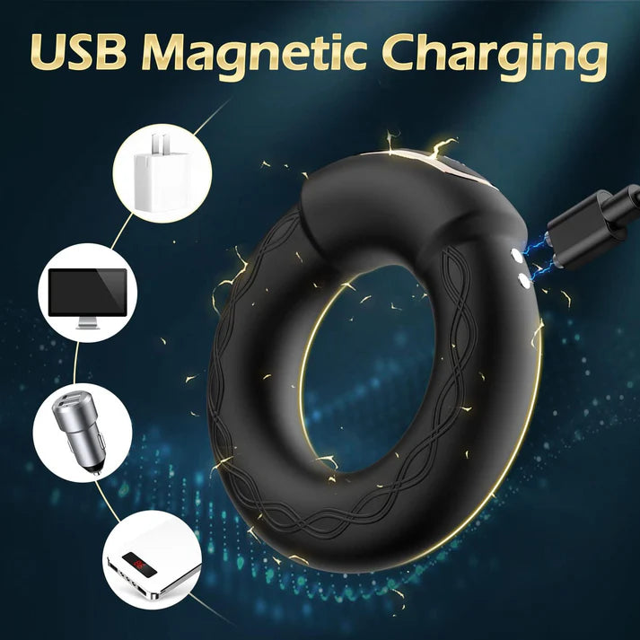 APP Control Heating Penis Ring Glans Trainer Massager with 10 Intense Vibrations