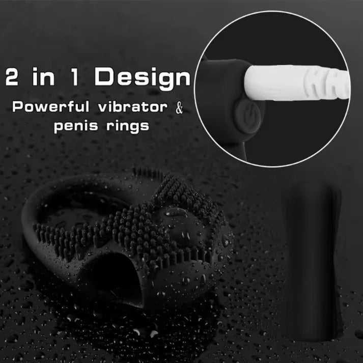 2 IN 1 Penis Ring Vibrator Ejaculation delay with 10 Vibration Modes