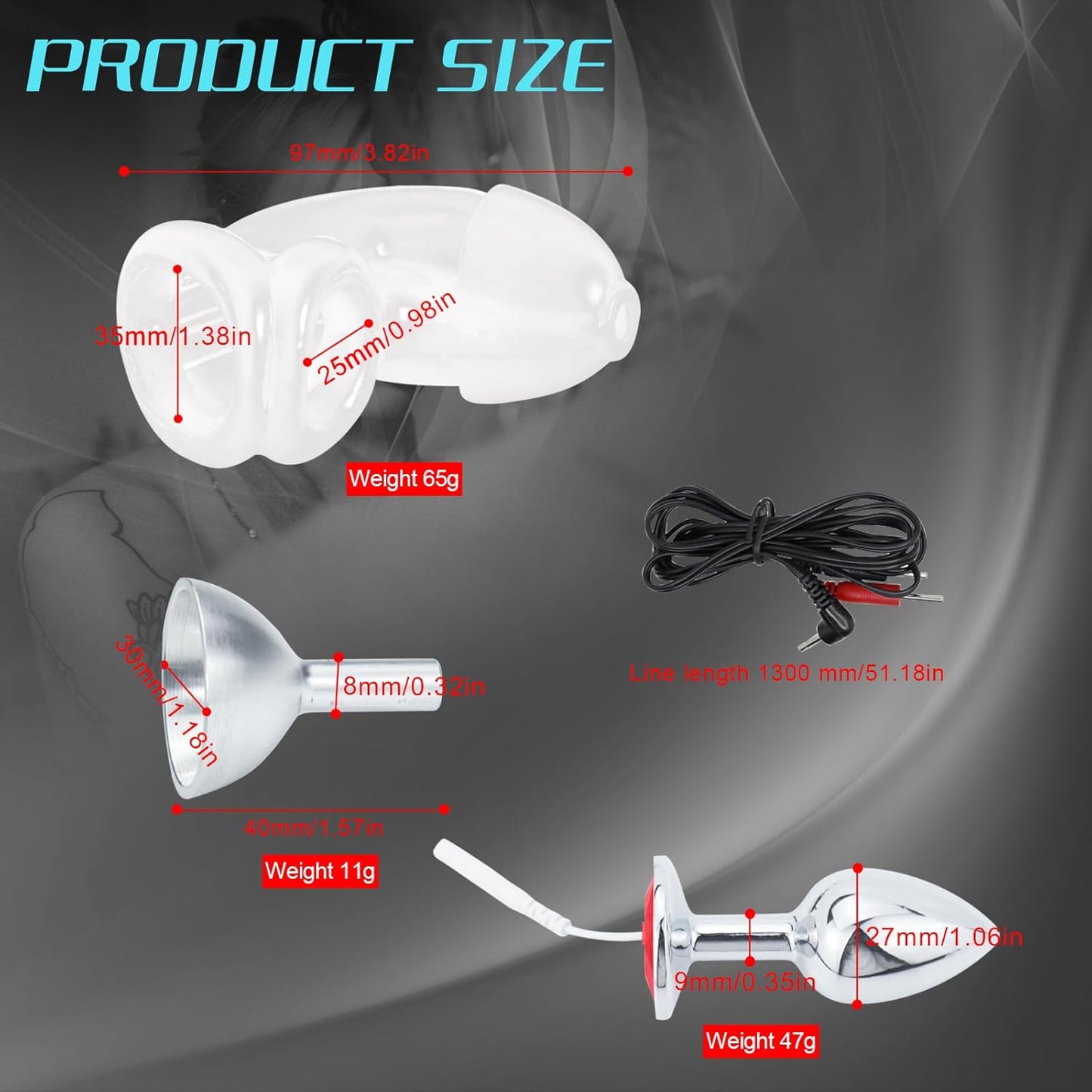 E-stim Metal Anal Plug Vibrator Penis Sleeve Cock Cage Chastity Device Set