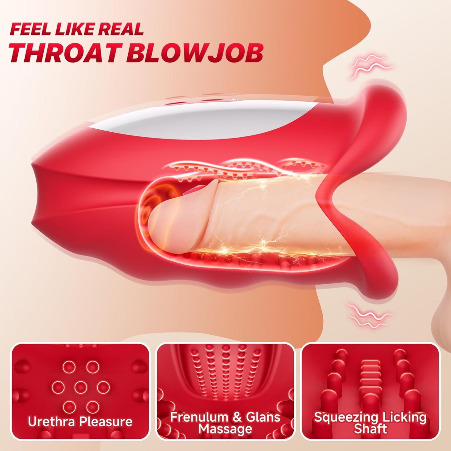 360° Blowjob Stroker Vibrator automatic masturbator with 10 Waving & Vibrating Modes