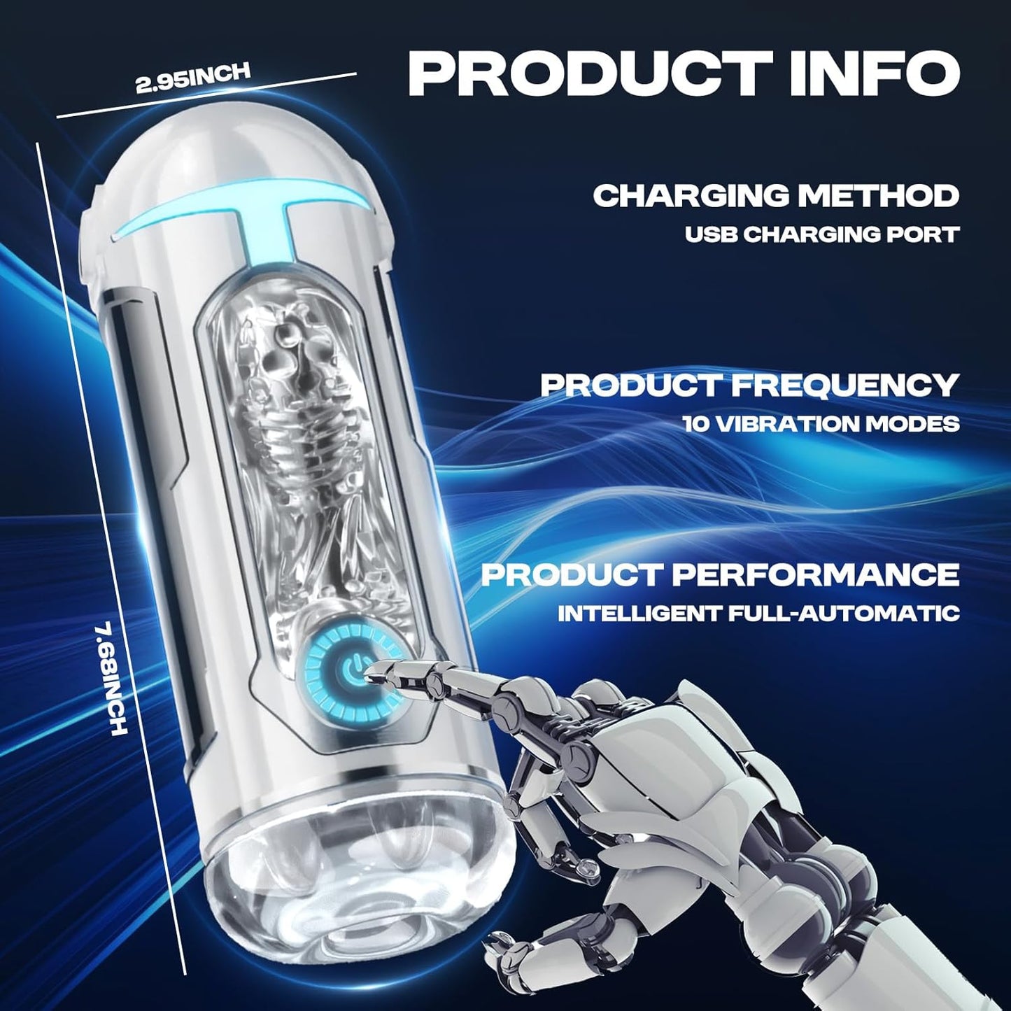Automatic Masturbator Penis Stroker Blowjob with 10 Vibrating& Sucting & Heating Modes
