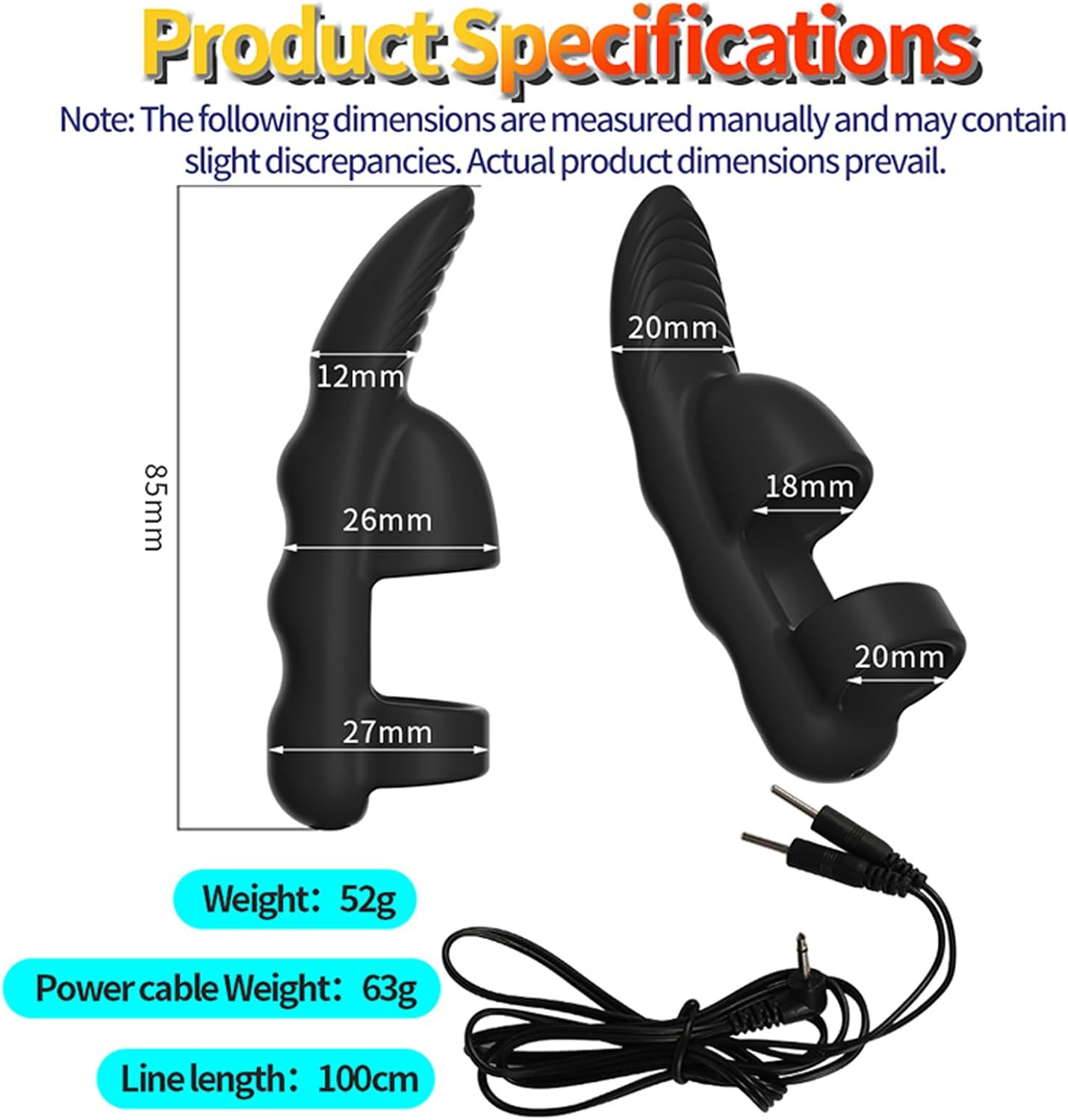 Electro Stim Finger Vibrator Sleeve with 8 Stimulation Modes & 19 Intensity Levels