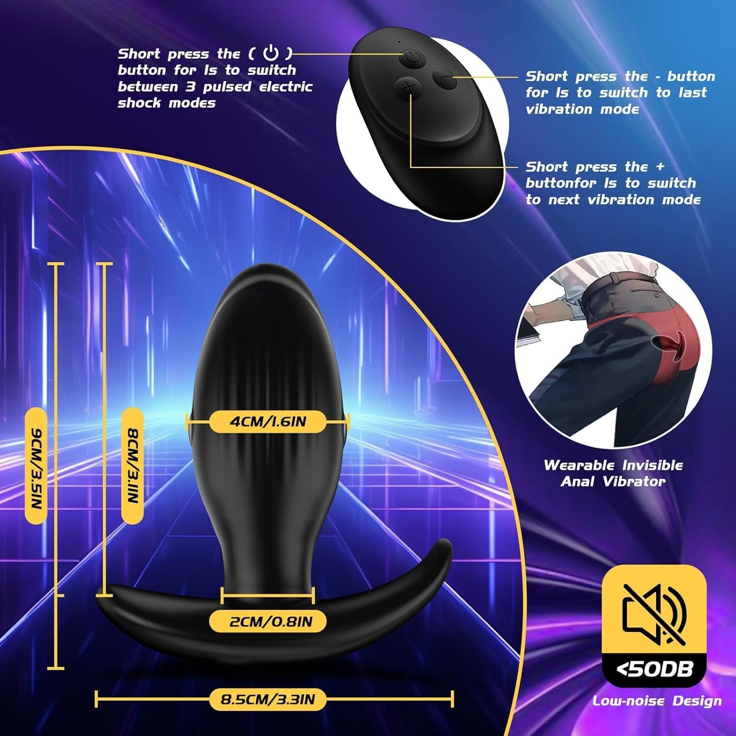 E-stim Prostate Massager Butt Plug Anal Toys with 10 x 3 Patterns