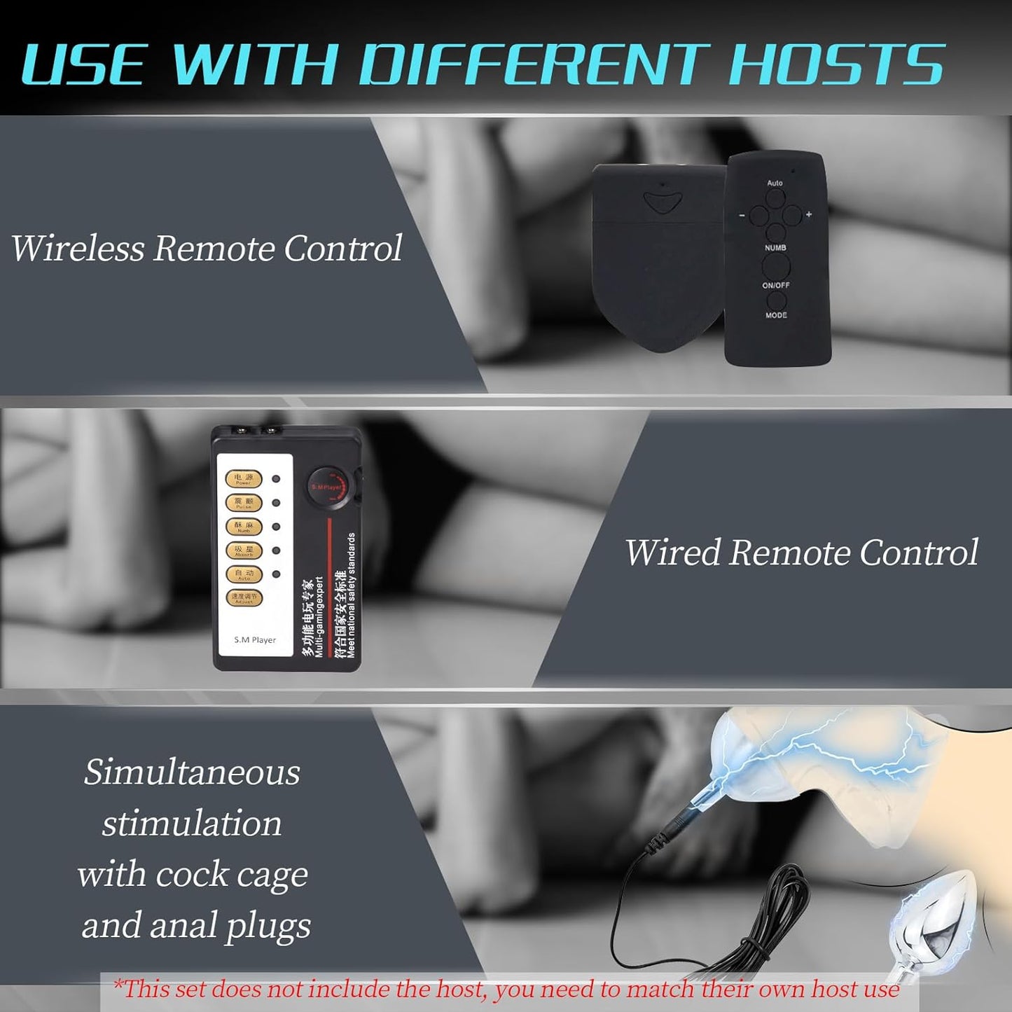 E-stim Metal Anal Plug Vibrator Penis Sleeve Cock Cage Chastity Device Set
