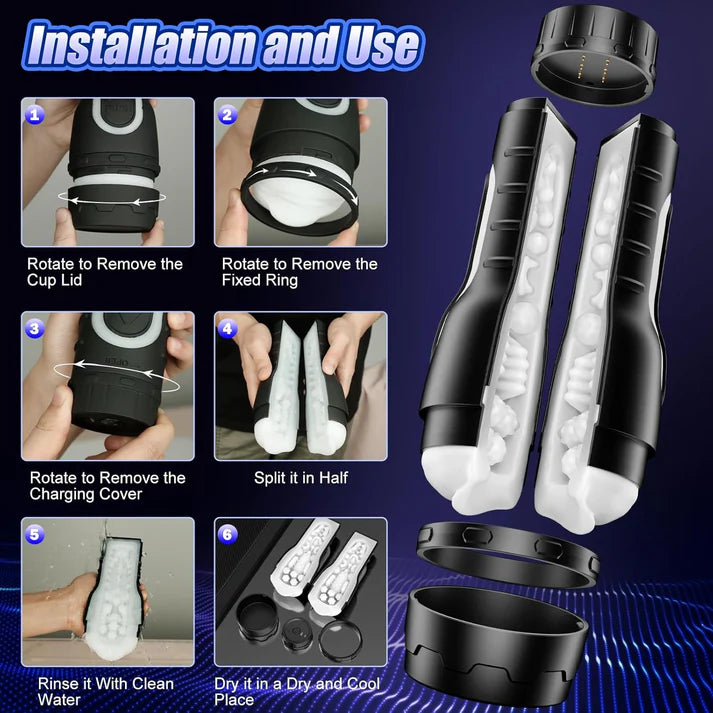 Electric Masturbator Stroker Blowjob Sex Machine with 6 Vibration Modes