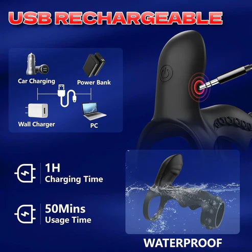 360° Raised Grains Penis Ring Trainer Masturbator with 9 Vibrating Modes