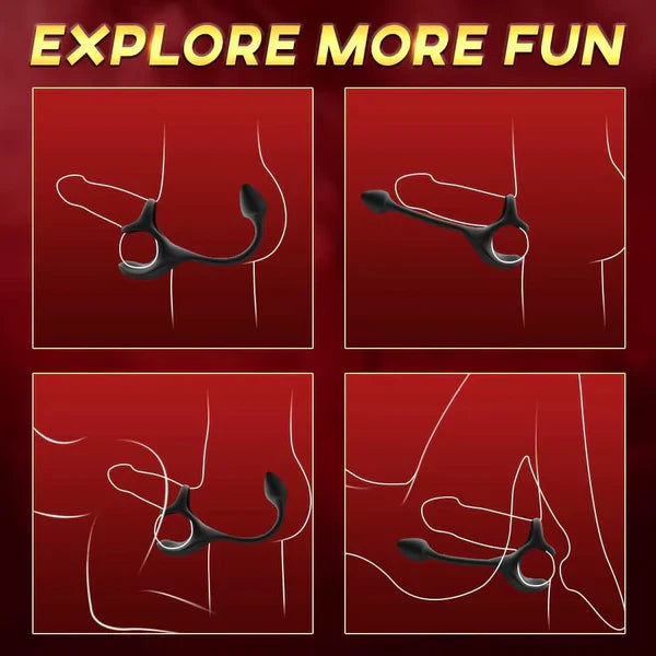4 IN 1 Penis Vibrator Cock Ring Prostate Massagers Anal Toys with 9 Vibration Modes
