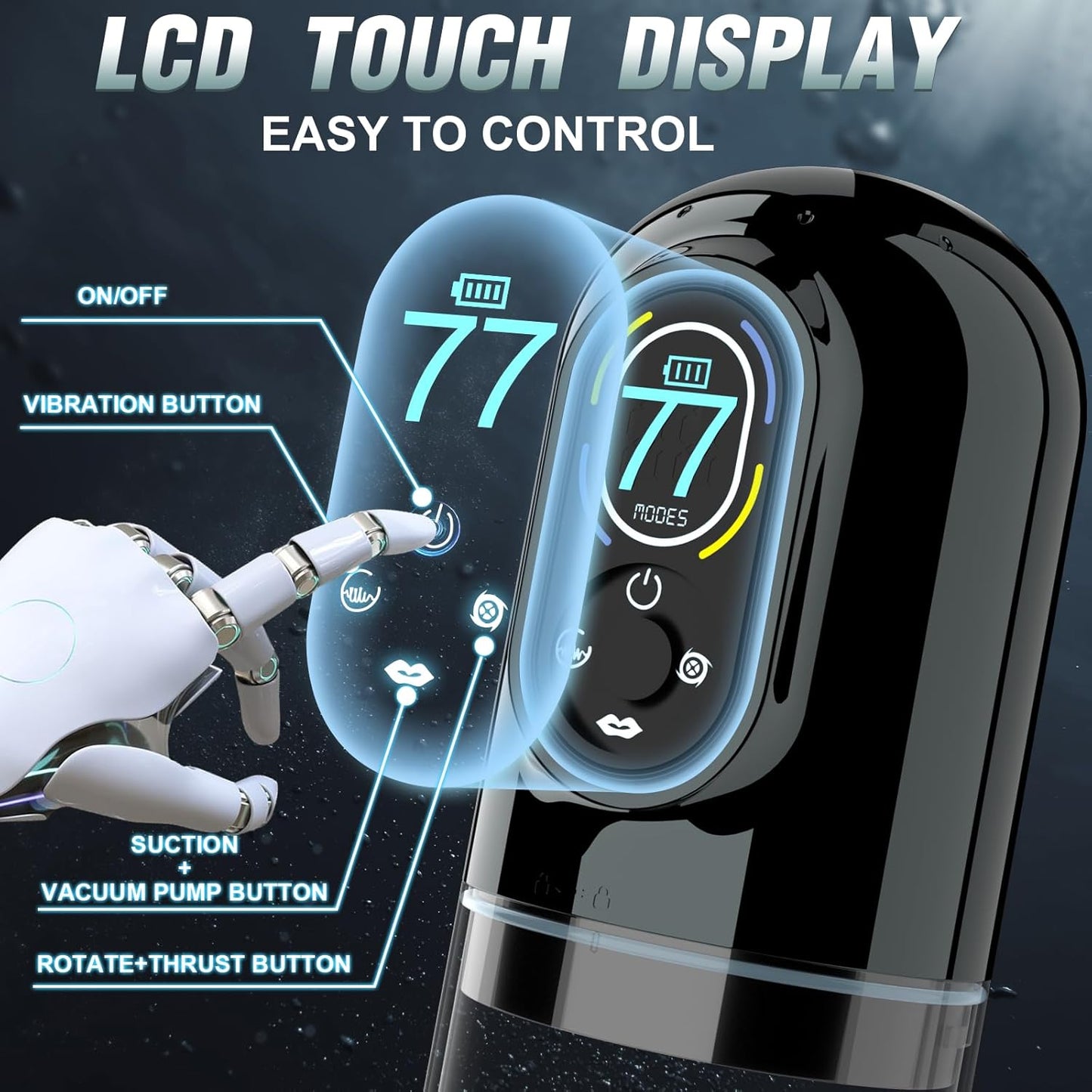 Automatic Masturbator Penis Pump with 7 Sucking Vibrating Thrusting Rotating & Licking Modes