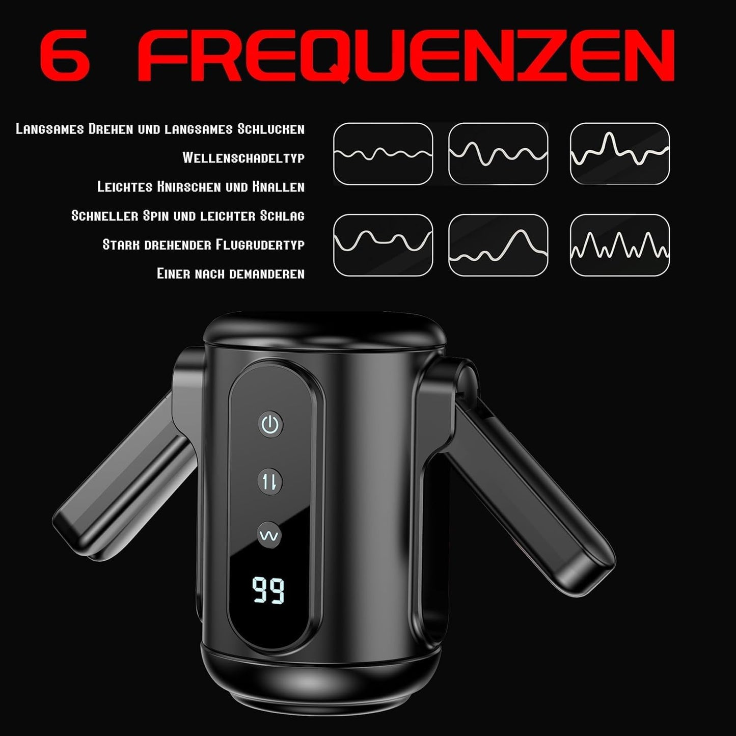 Smart Display Electric Masturbator Penis Glans Stimulator with 9 Thrusting & Vibrating