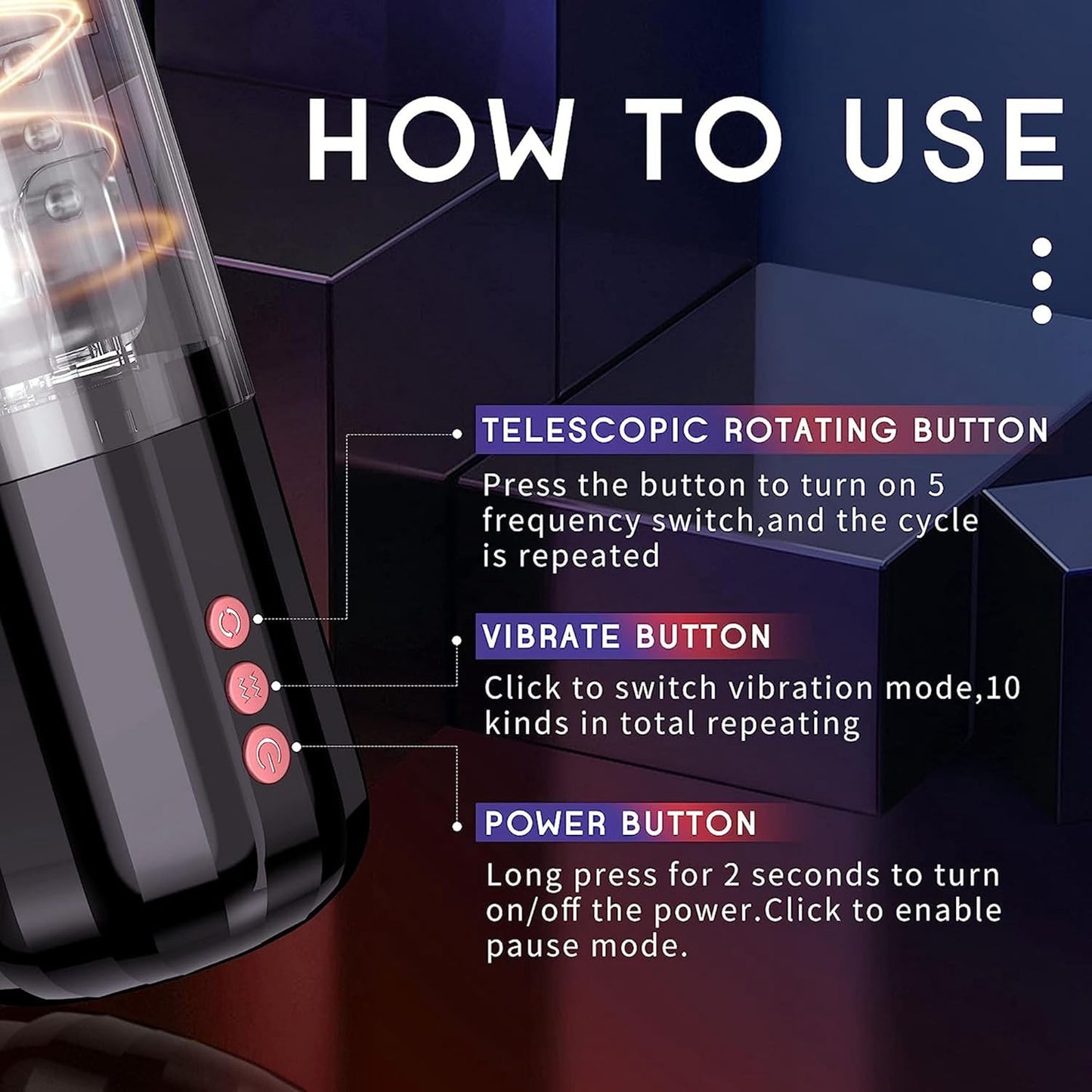 Automatic Masturbator Stroker with 5 Telescopic & Rotation & 10 Vibration Modes