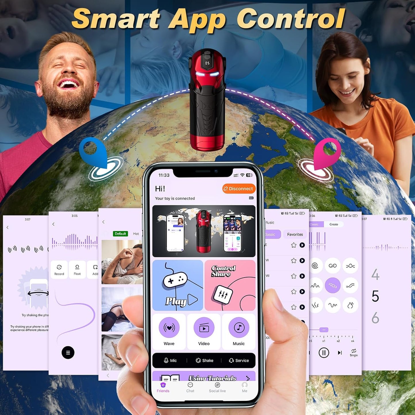 Automatic Masturbator Penis Stroker Sex Machine with 5 Swing & Rotation & Vibration Modes