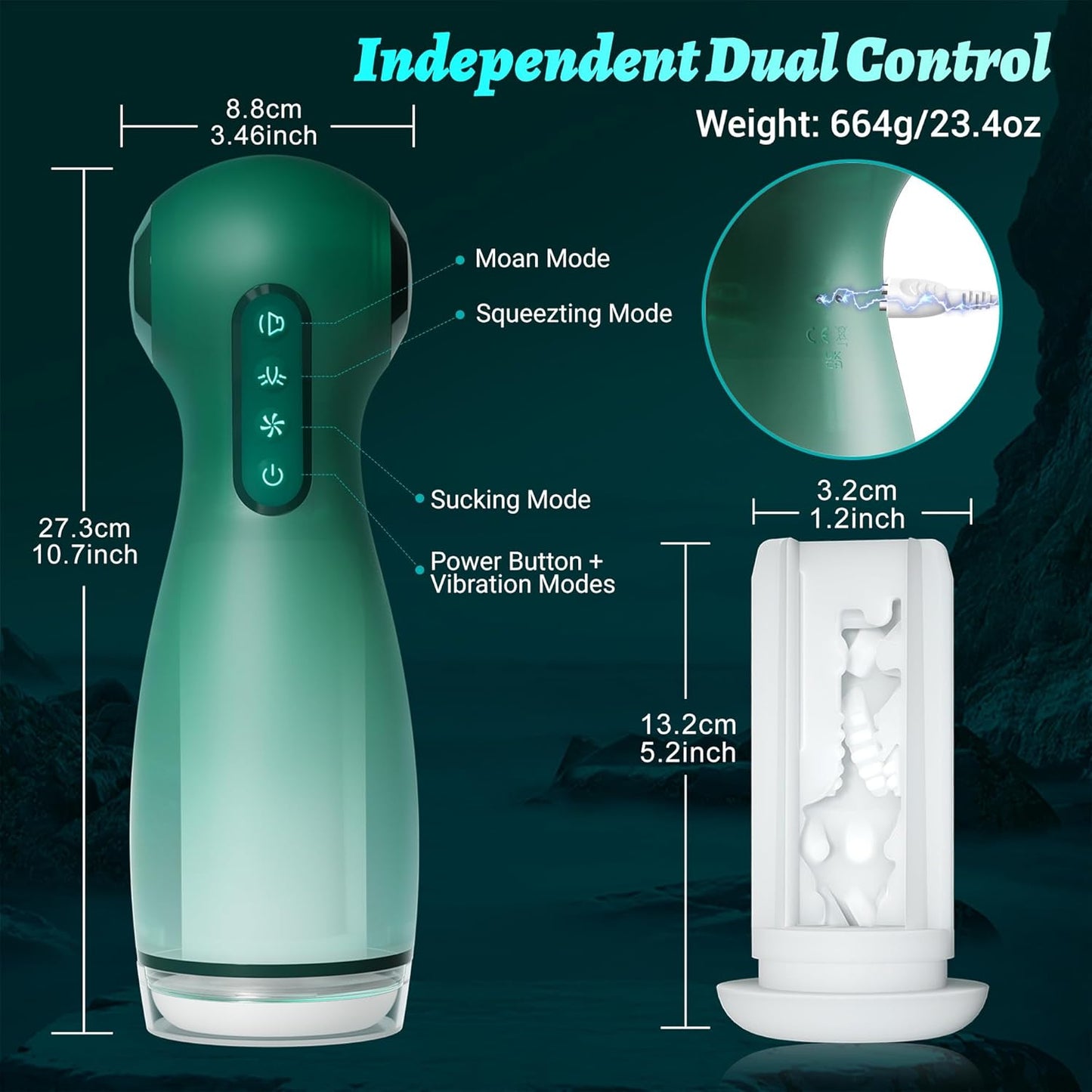 Automatic Masturbator Stroker Blowjob Machine with 9 Vibrations 9 Suction & 9 Squeeze