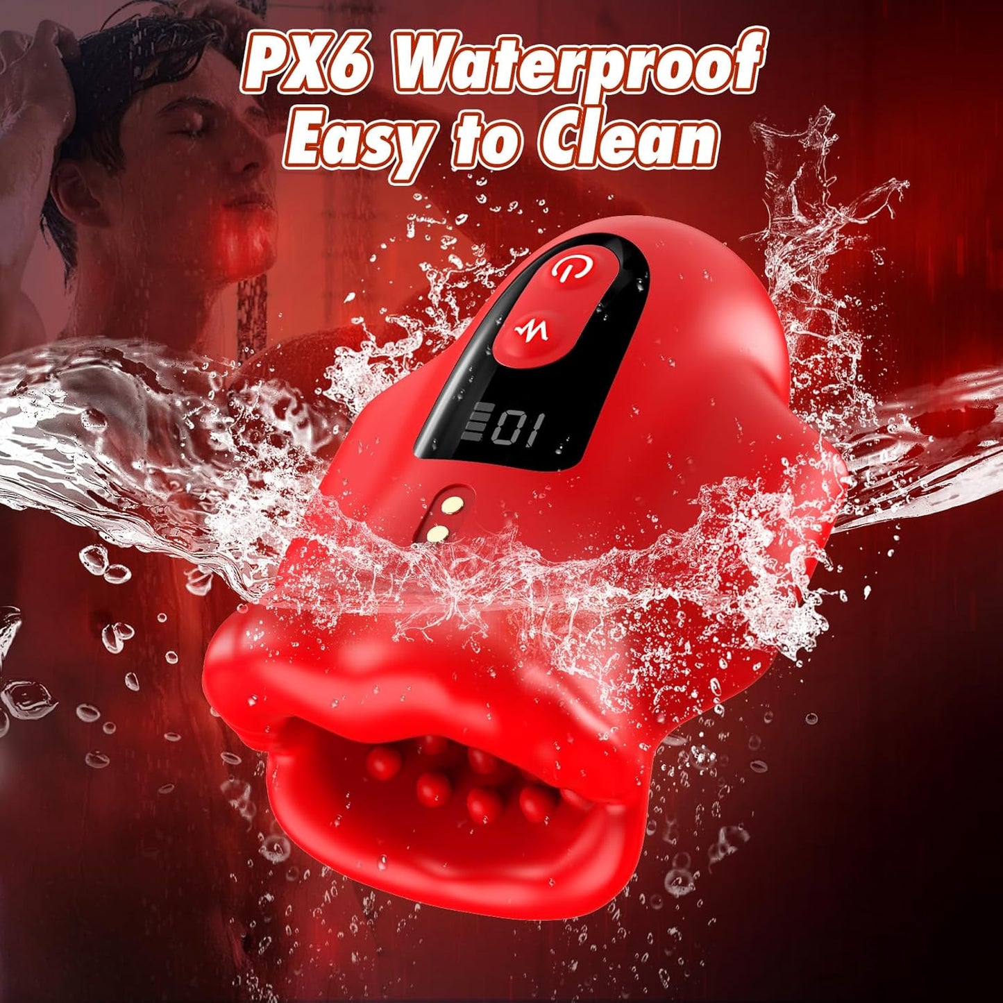 Glans Trainer Penis Vibrator Oral Stroker Masturbator with 10 Vibrating & 2 Motors