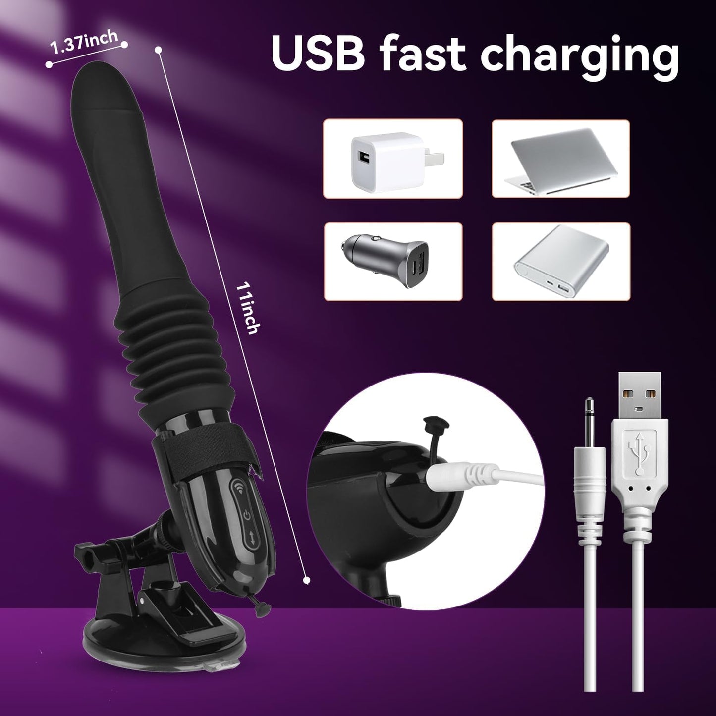 Automatic Thrusting Sex Machine Dildo with 10 Vibrations & Thrusting Modes