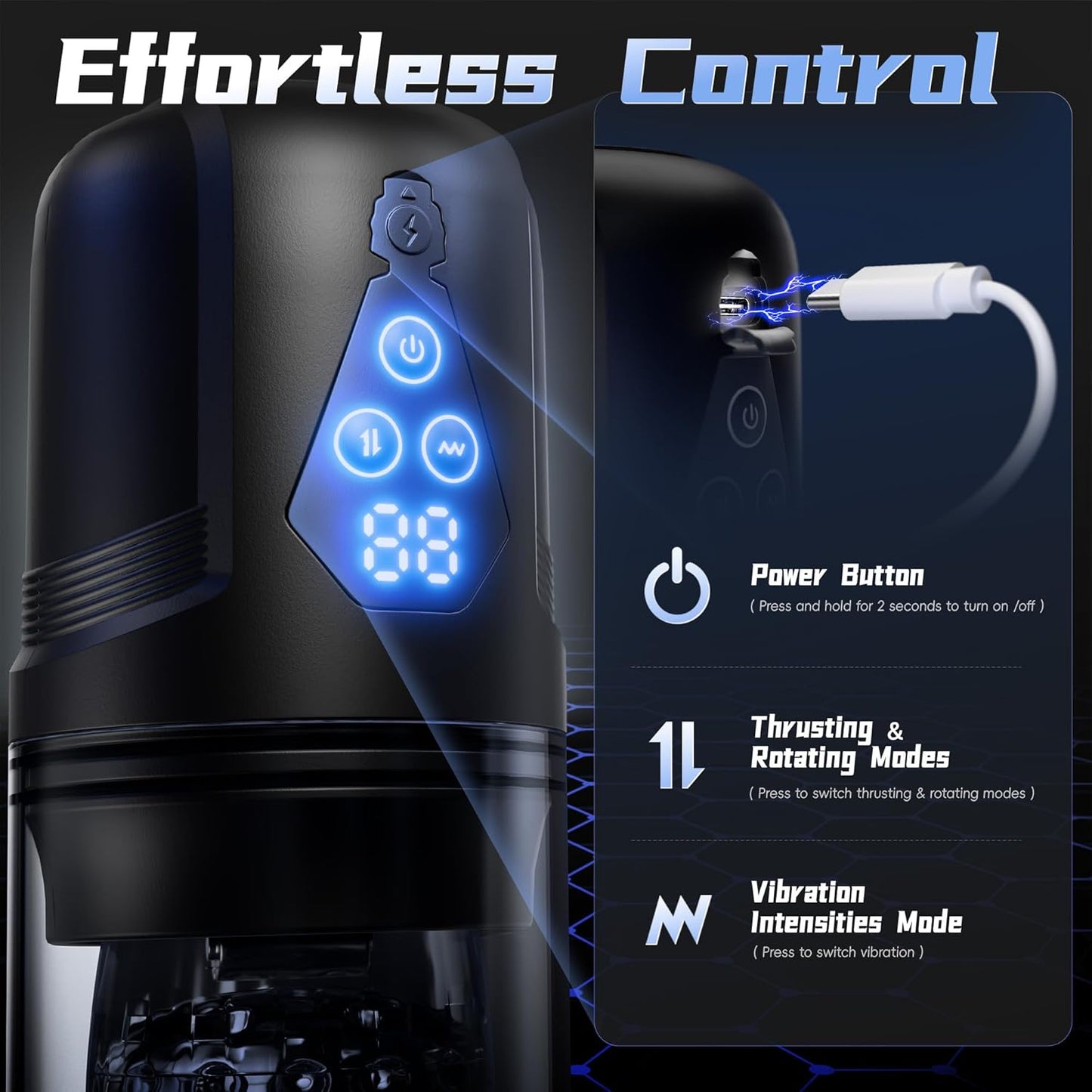 Automatic Masturbator Stroker Blowjob with 9 Thrusting Rotating & 9 Vibrating Patterns