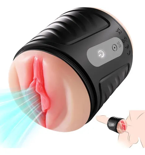 Open-Ended Penis Trainer Stroker Blowjob Masturbator with 10 Vibrations Modes
