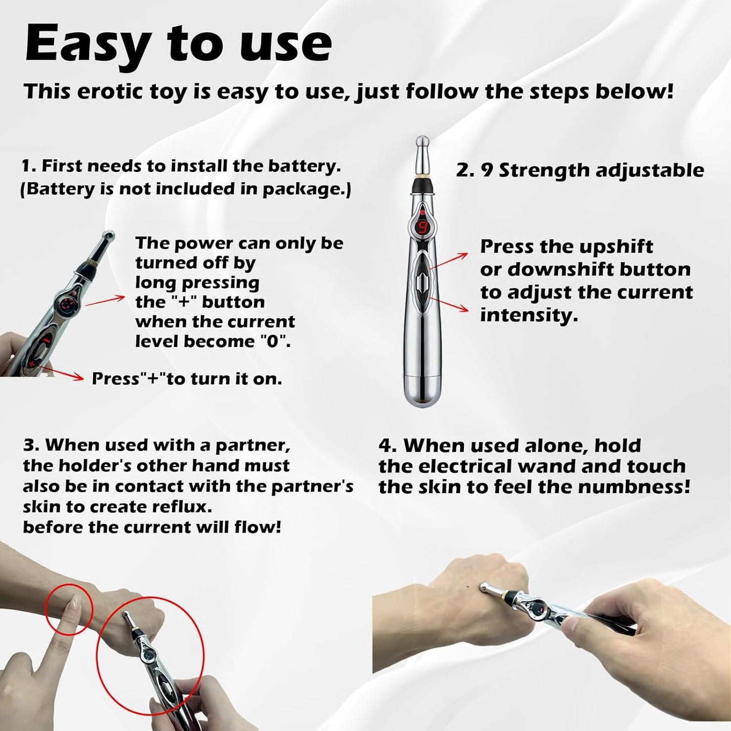 9 Levels Electric Shock Wand Vibrator Clitoris Labia Massager