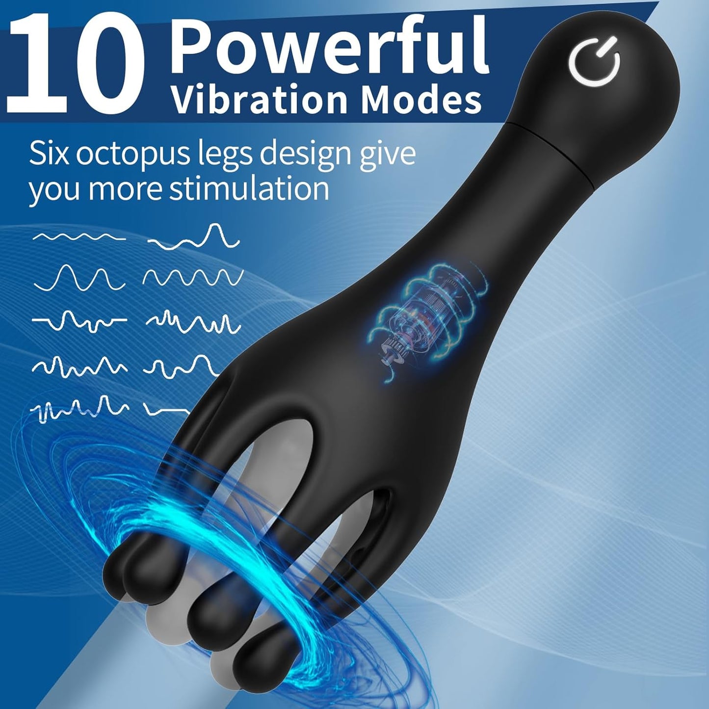 360° Wrapping Penis Vibrator Massager Glans Trainer Stimulator with 10 Vibration Modes
