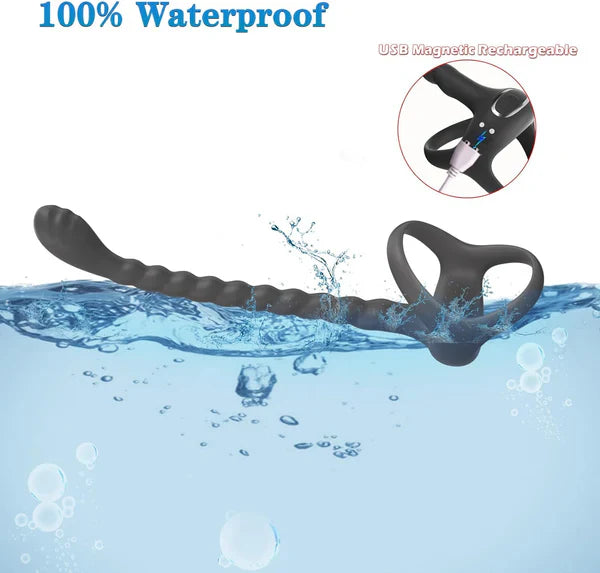 4 in 1 Prostate Massager Cock Ring Taint Stimulator Anal Toys with 10 Vibrations