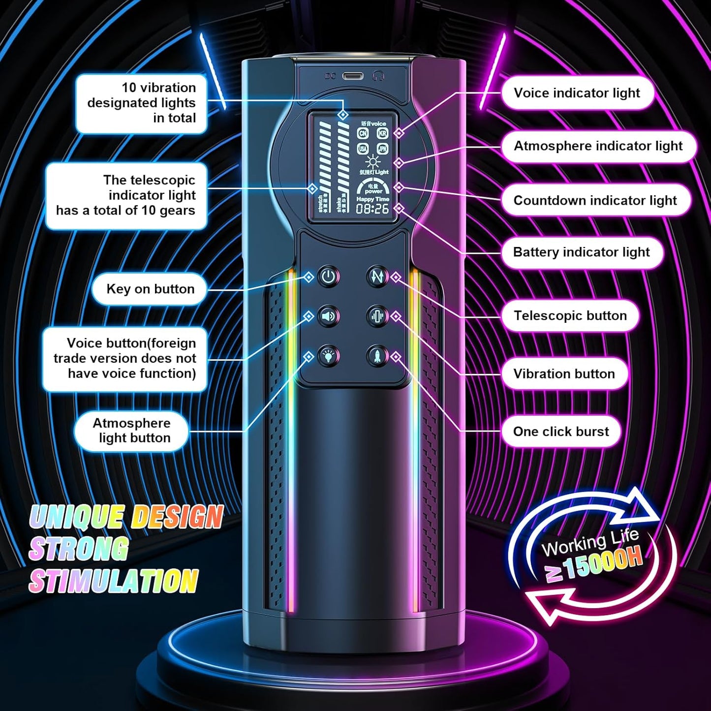Smart Automatic Masturbator Sex Machine with 10 Thrusting &10 Vibrating Modes