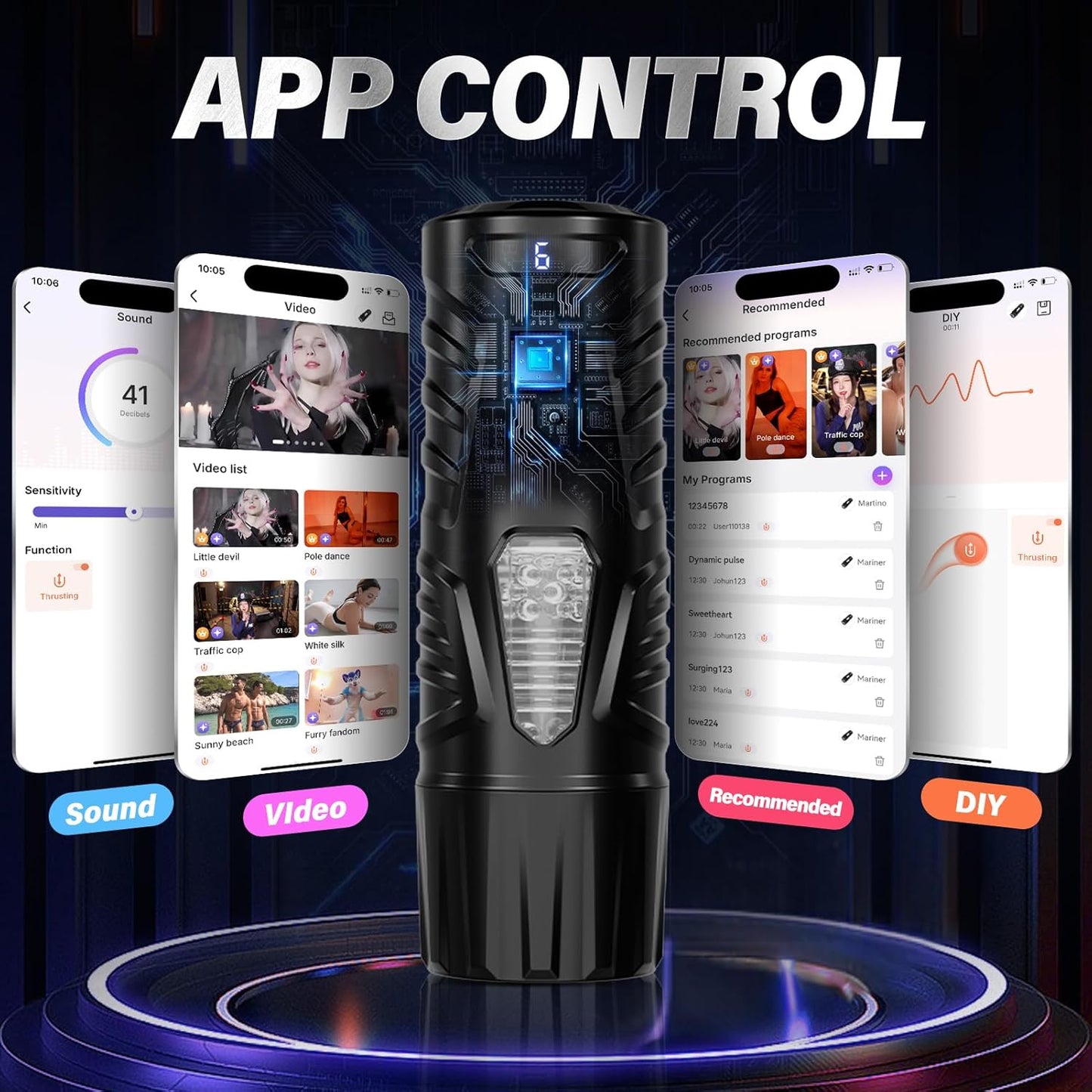 Hands Free Automatic Masturbator Sex Machine with 7 Thrusting & 7 Rotating Modes