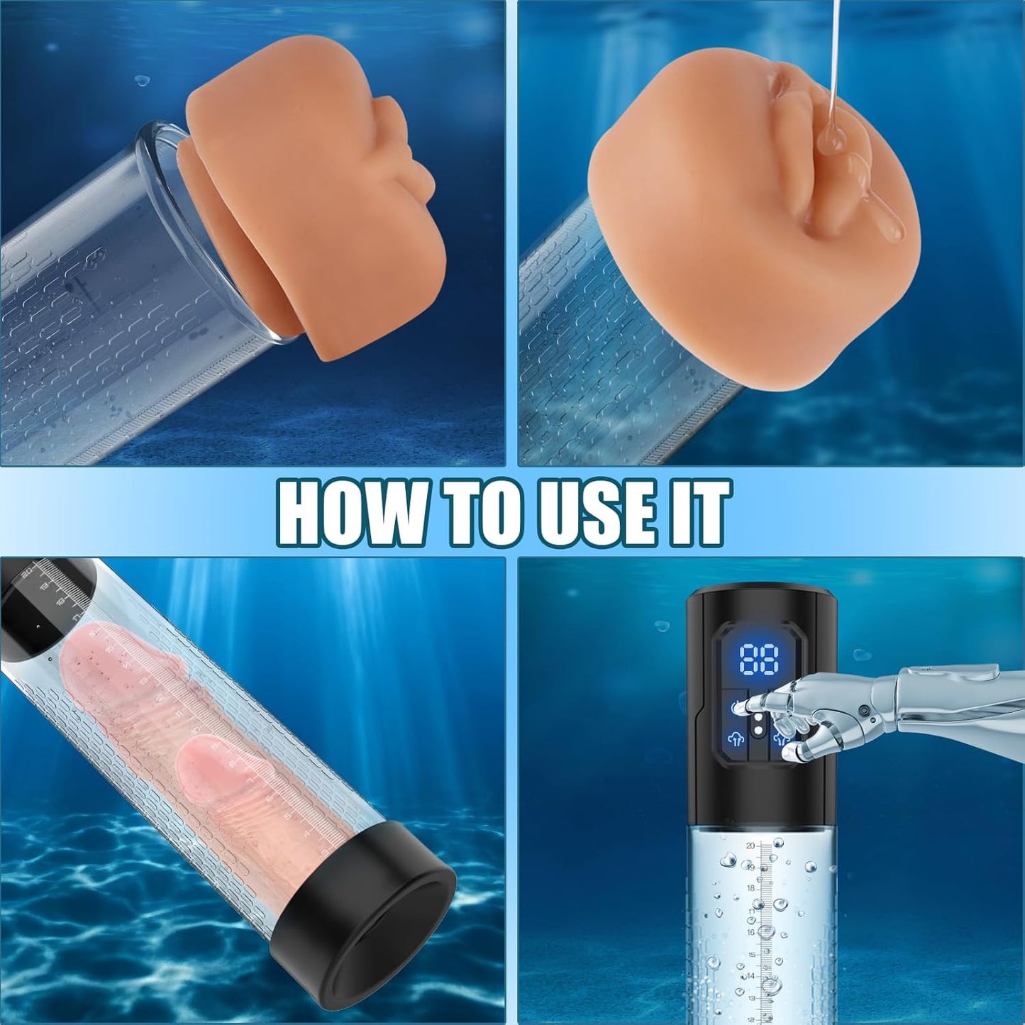 2 in 1 Electric Penis Pumps Enlargers with 4 Training Pressure & 3 Suction Modes