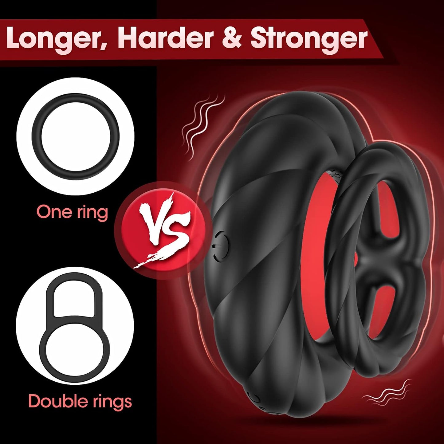 Electric Lock Penis Ring Vibrator Glans Stimulator with 10 Powerful Vibration Modes