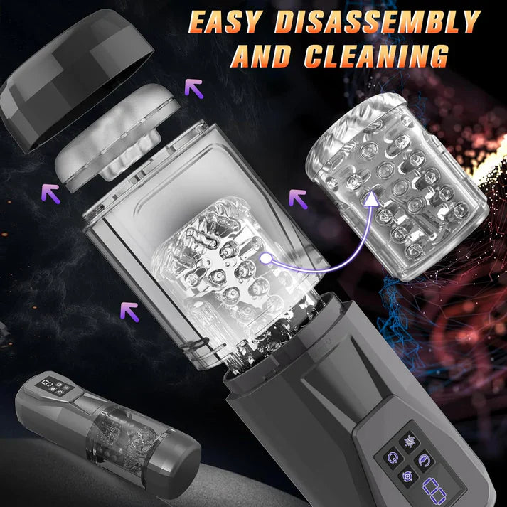 Automatic Masturbator Penis Trainer Stroker with 7 Vibrating & Rotating & Thrusting & Licking Modes