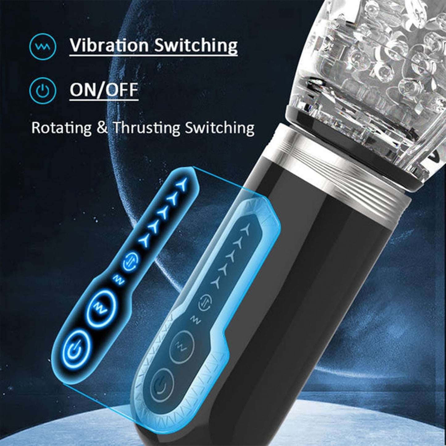 Electric Penis Trainer Stroker Masturbator with 9 Vibration & Rotation & Telescopic Modes
