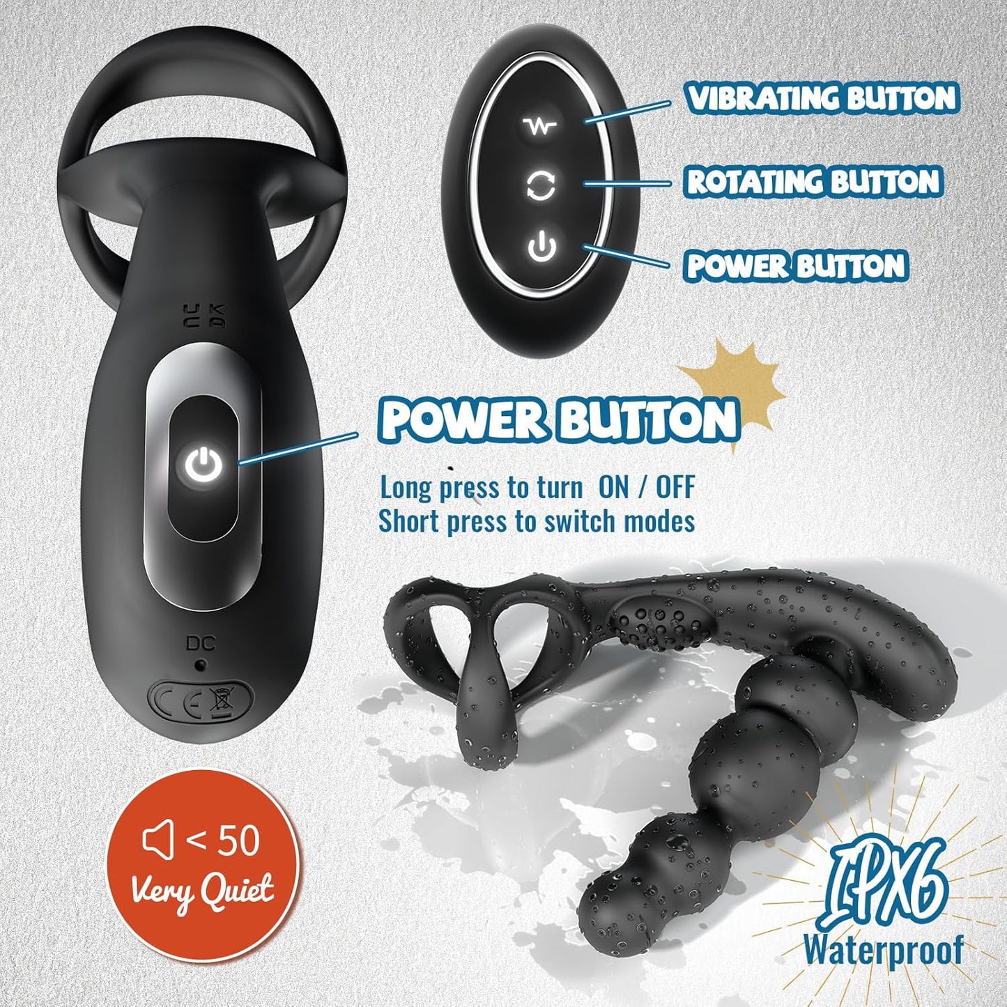 Anal Vibrator Prostate Massager with 3 Rotating & 10 Vibrating Modes