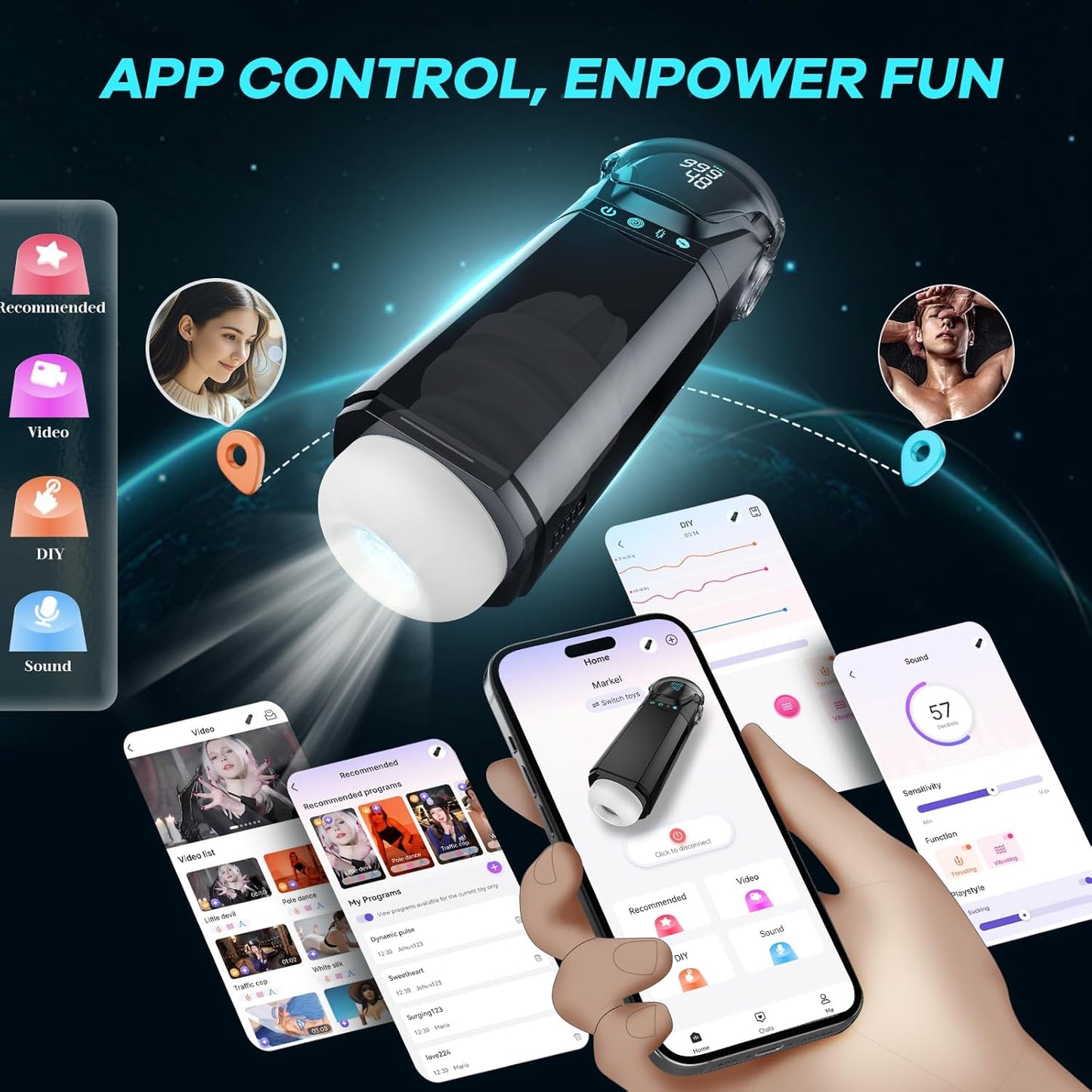 Automatic Masturbator Stroker Sex Machine with 9 Sucking & 9 Thrusting & 9 Vibrating
