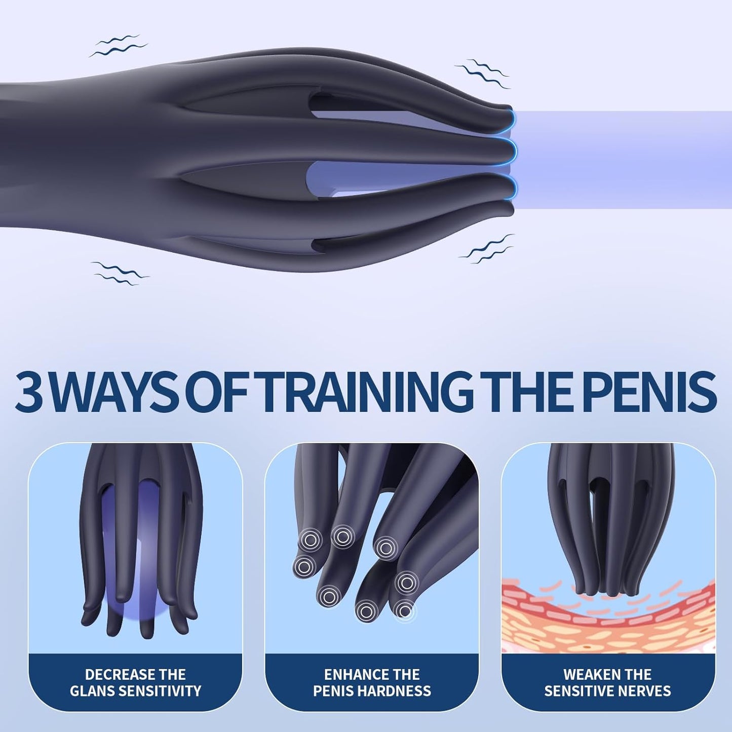 3 in 1 Penis Vibrator Massager Glans Stimulator with 10 Powerful Vibration Modes