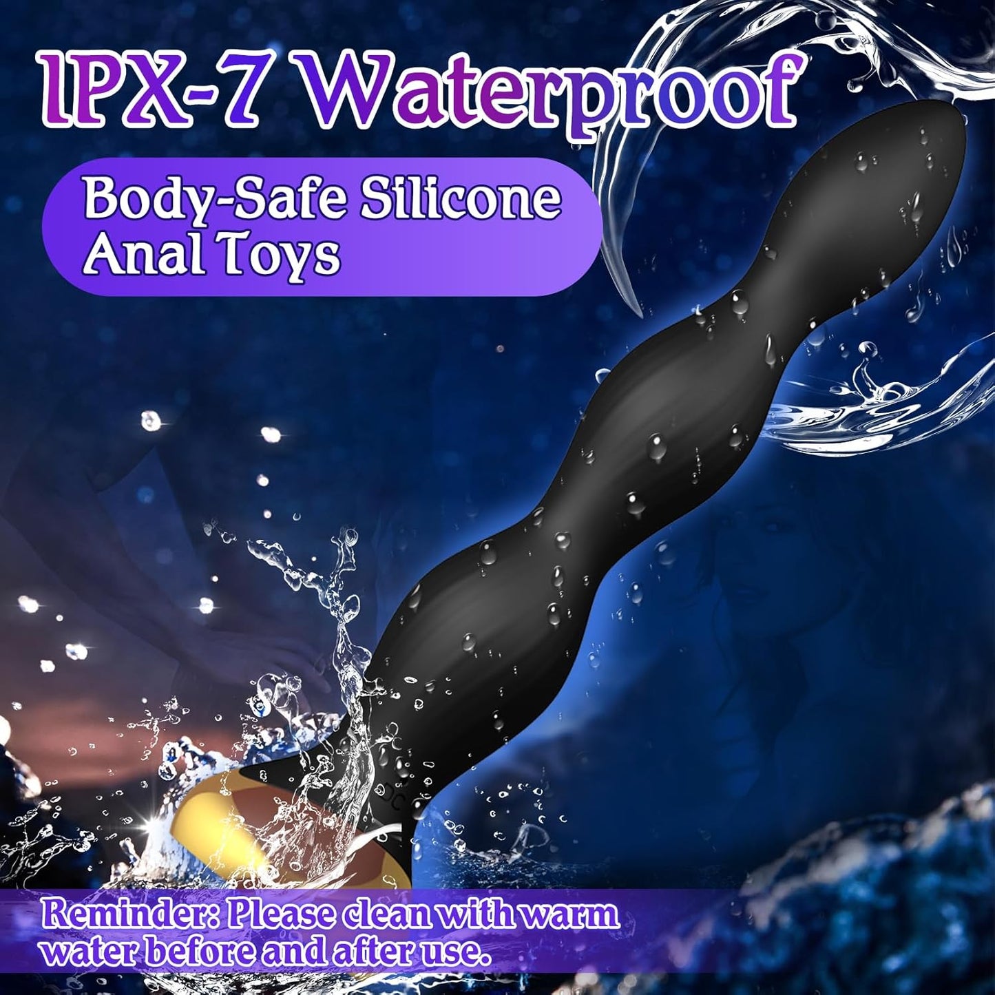 Electric Shock Anal Beads Butt Plug Vibrator Prostate Massager with 10 Vibrating Modes