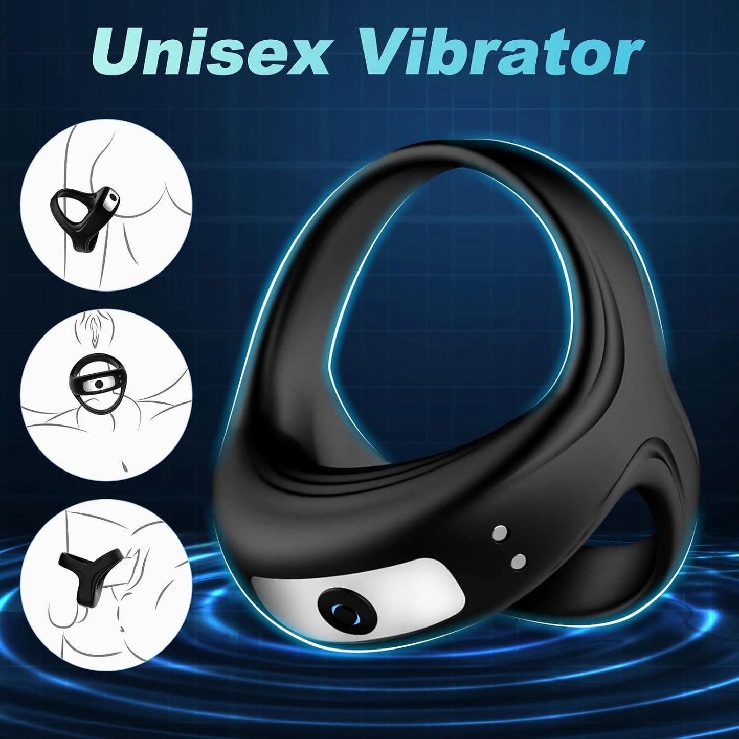 Triangular Silicone Penis Ring Cock Vibrator with 10 Intense Vibration Modes