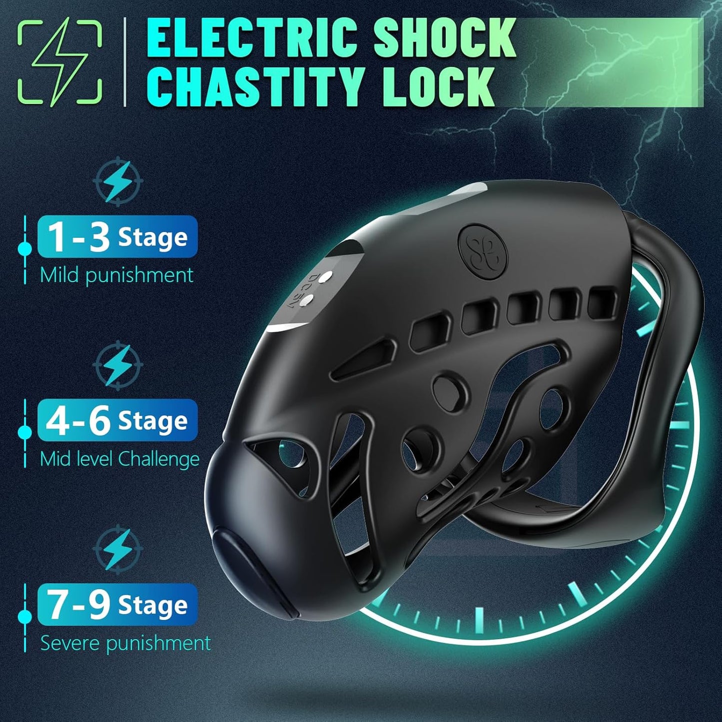2 IN 1 Electric Shock Chastity Cage Device with 9 Frequency