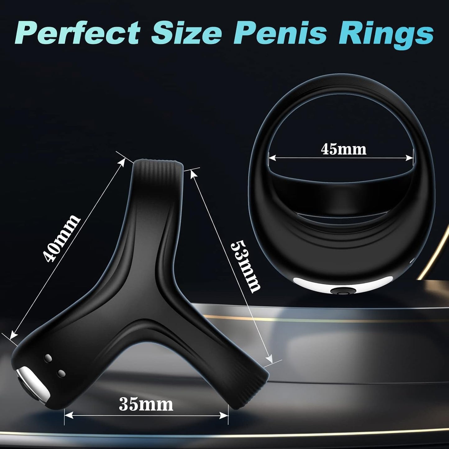 Triangular Silicone Penis Ring Cock Vibrator with 10 Intense Vibration Modes