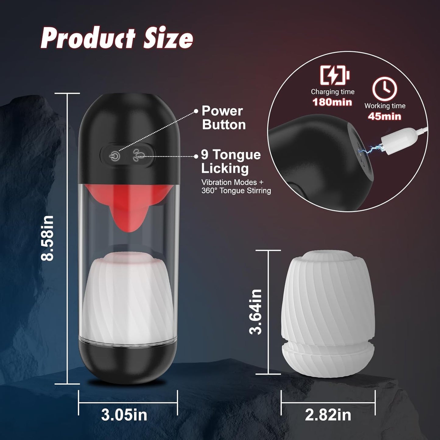 360° Tongue Licking & 9 Vibrating Modes Automatic Penis Trainer Masturbator