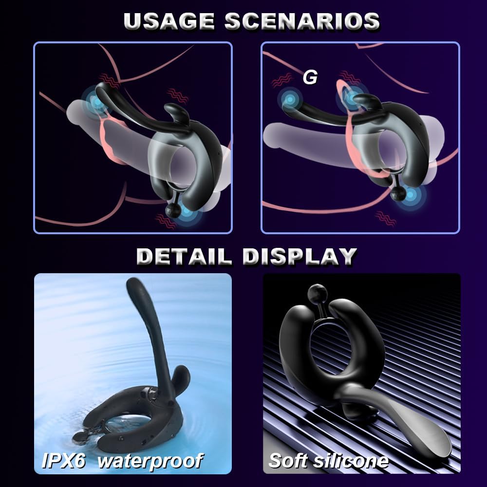 3 IN 1 Cock Ring Penis Trainer Vibrator Massager with 7 Powerful Vibration Modes