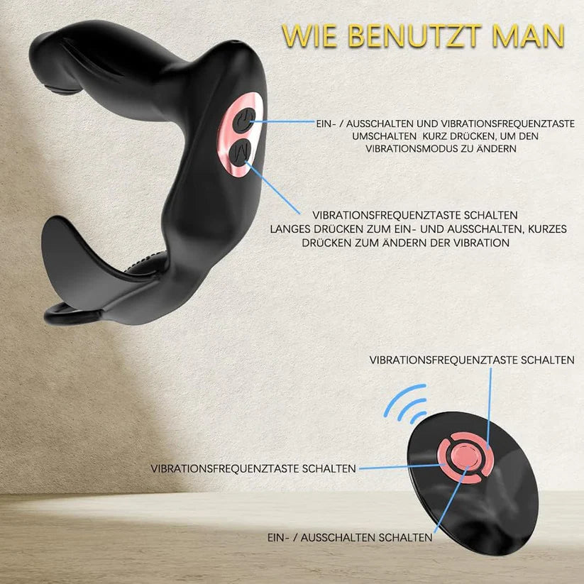 42℃ Heating Prostate Massager Anal Vibrator Penis Ring with 10 Vibration Modes
